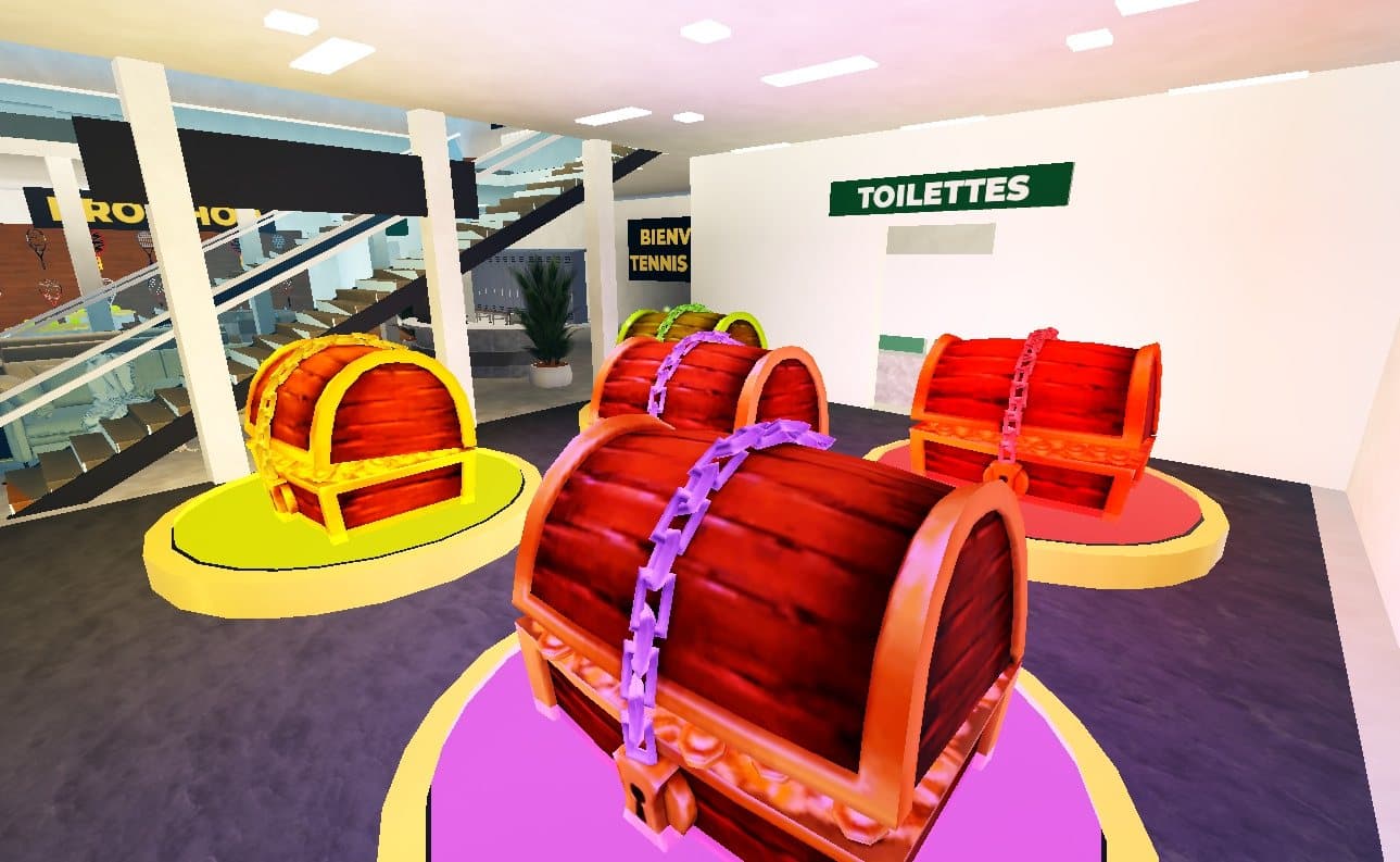 La salle des caisses du club-house