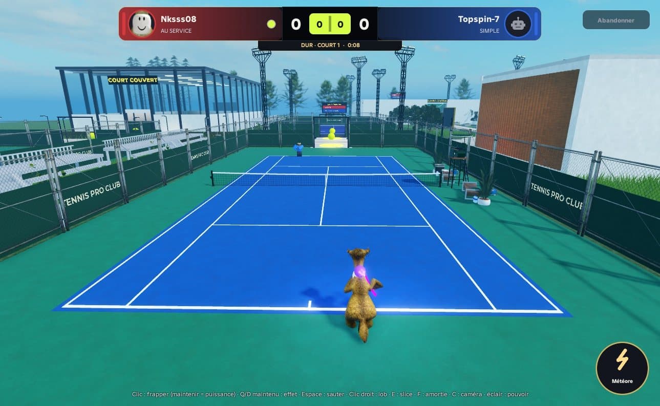 Un match en simple sur un court en dur de Tennis Pro Club